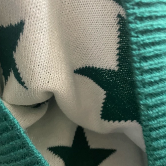 NWT Zenana Green & White Star Sweater XL - Picture 4 of 5